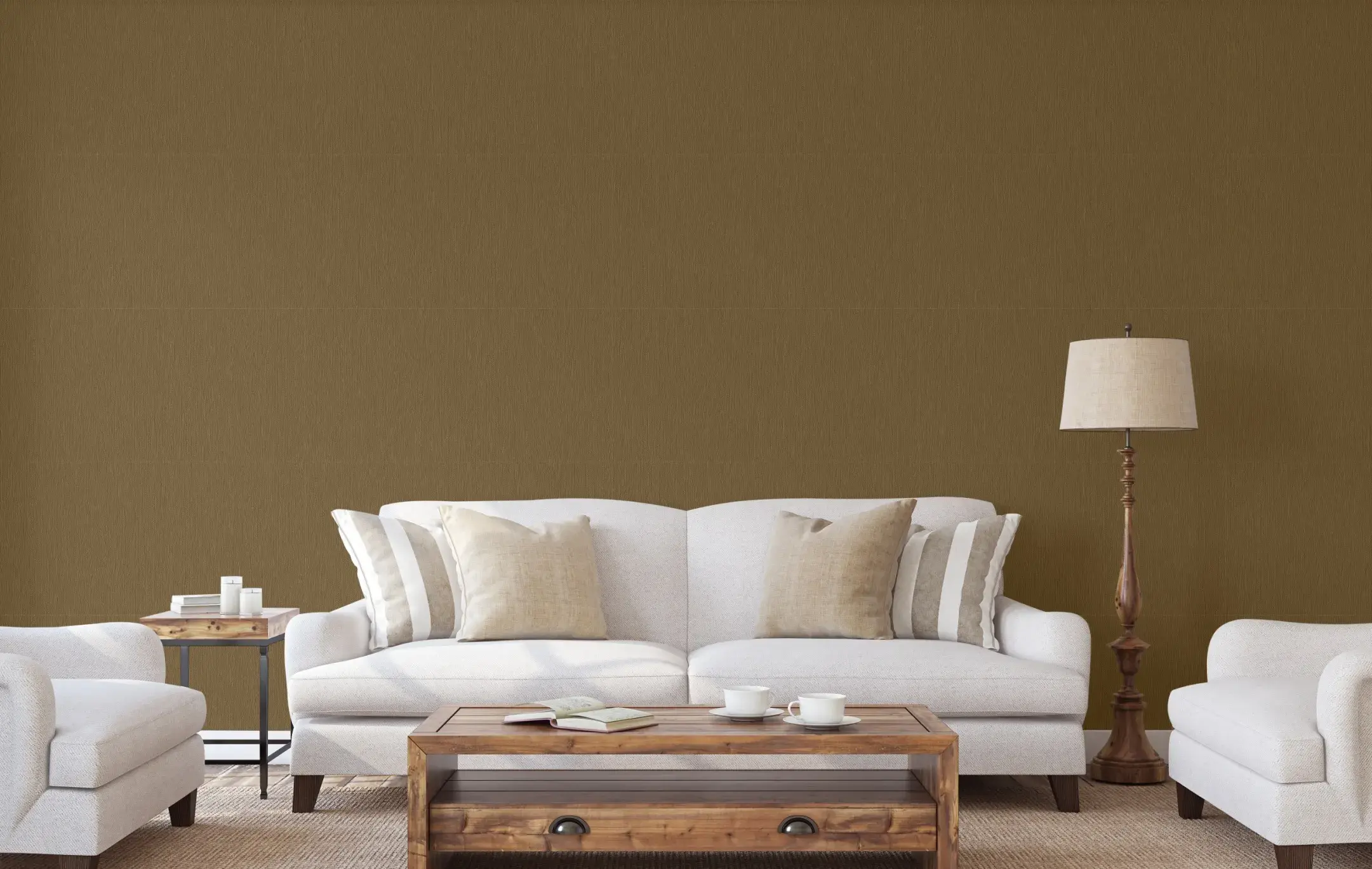 Beige Embossed Wallpaper – Gold Accents (6801-6)